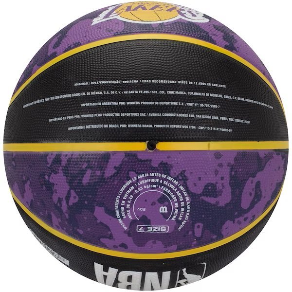 Bola de Basquete Wilson NBA Los Angeles Lakers Team Tiedye #7 - Preto+Roxo