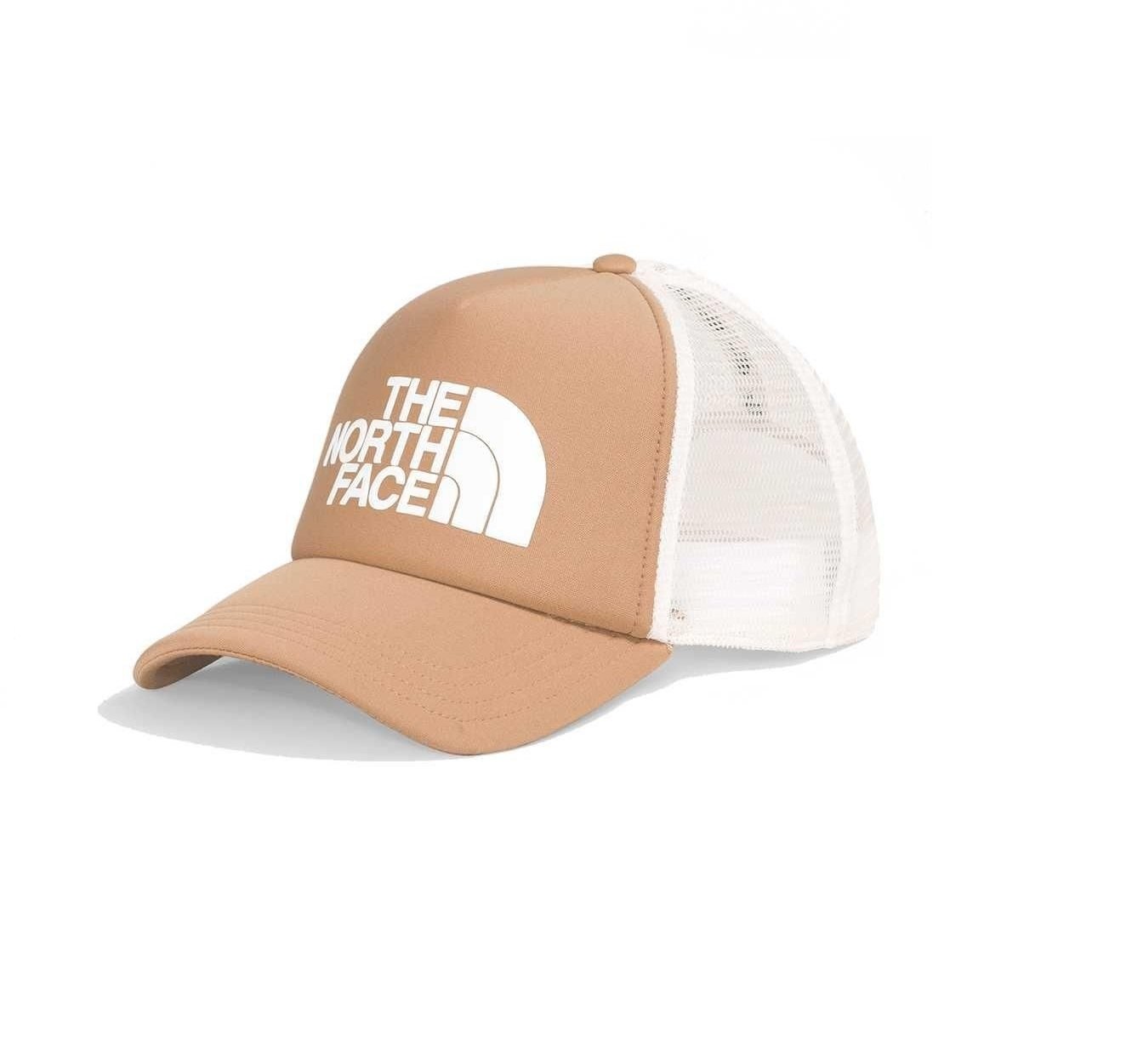 Boné The North Face Logo Trucker Bege Unissex Boné The North Face Logo Trucker Bege Unissex