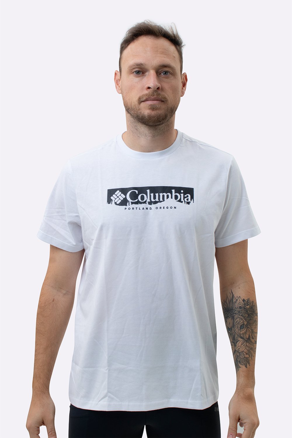 Camiseta Columbia CSC Box Treeline Masculina Branca Camiseta Columbia CSC Box Treeline Masculina Branca