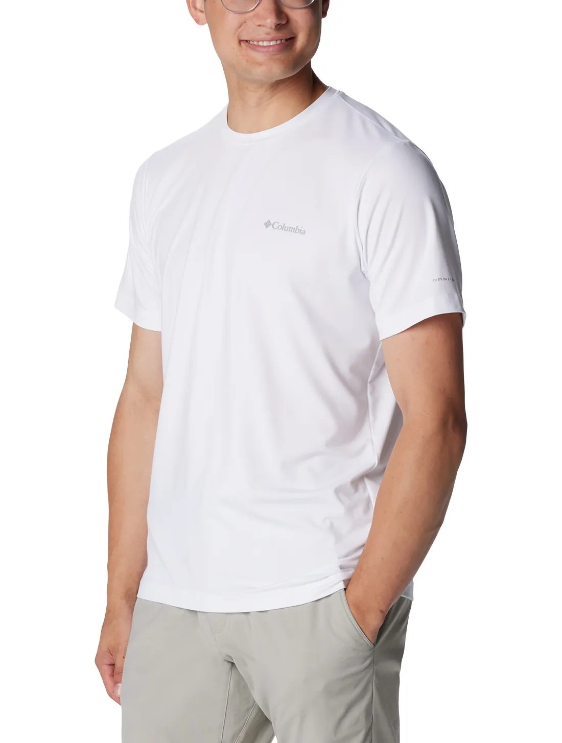 Camiseta Columbia Masculina Tech Trail Crew Neck II Branca Camiseta Columbia Masculina Tech Trail Crew Neck II Branca
