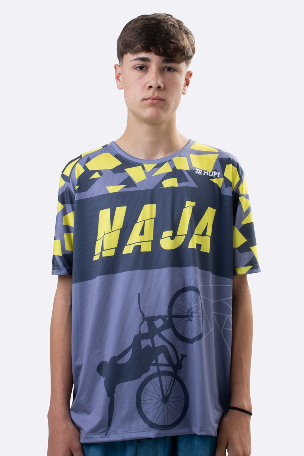 Camiseta Masculina HUPI Bike Naja Grafite/Amarelo Camiseta Masculina HUPI Bike Naja Grafite/Amarelo
