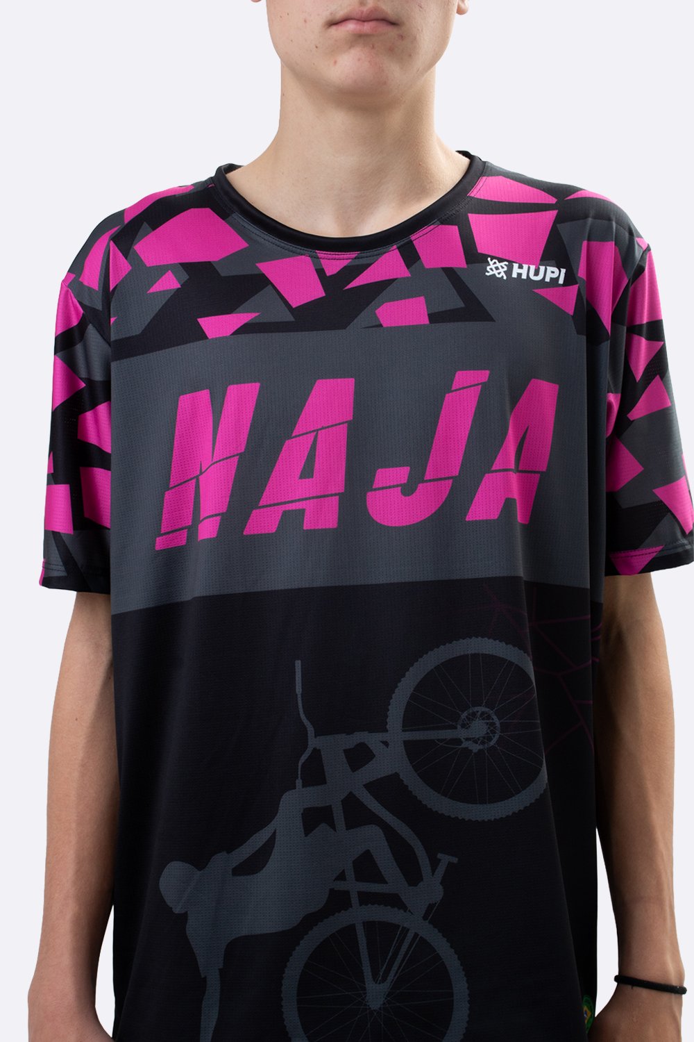 Camiseta Masculina HUPI Bike Naja Preto/ Pink Camiseta Masculina HUPI Bike Naja Preto/ Pink