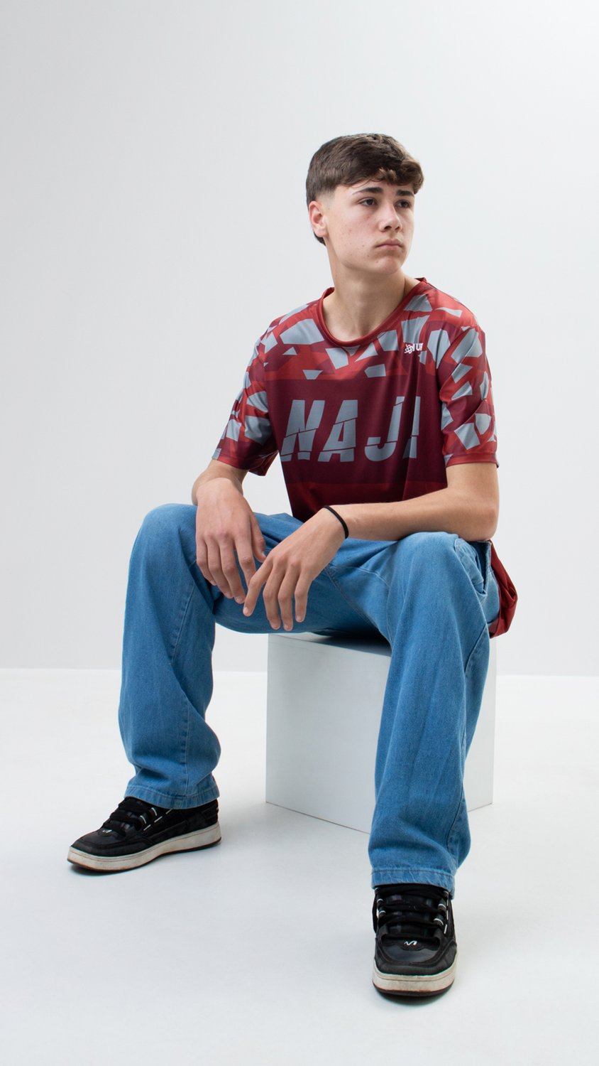 Camiseta Masculina HUPI Bike Naja Vermelho/Cinza Camiseta Masculina HUPI Bike Naja Vermelho/Cinza