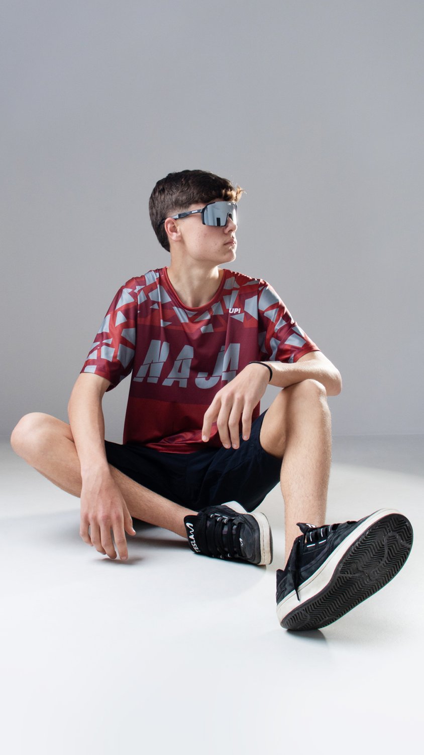 Camiseta Masculina HUPI Bike Naja Vermelho/Cinza Camiseta Masculina HUPI Bike Naja Vermelho/Cinza