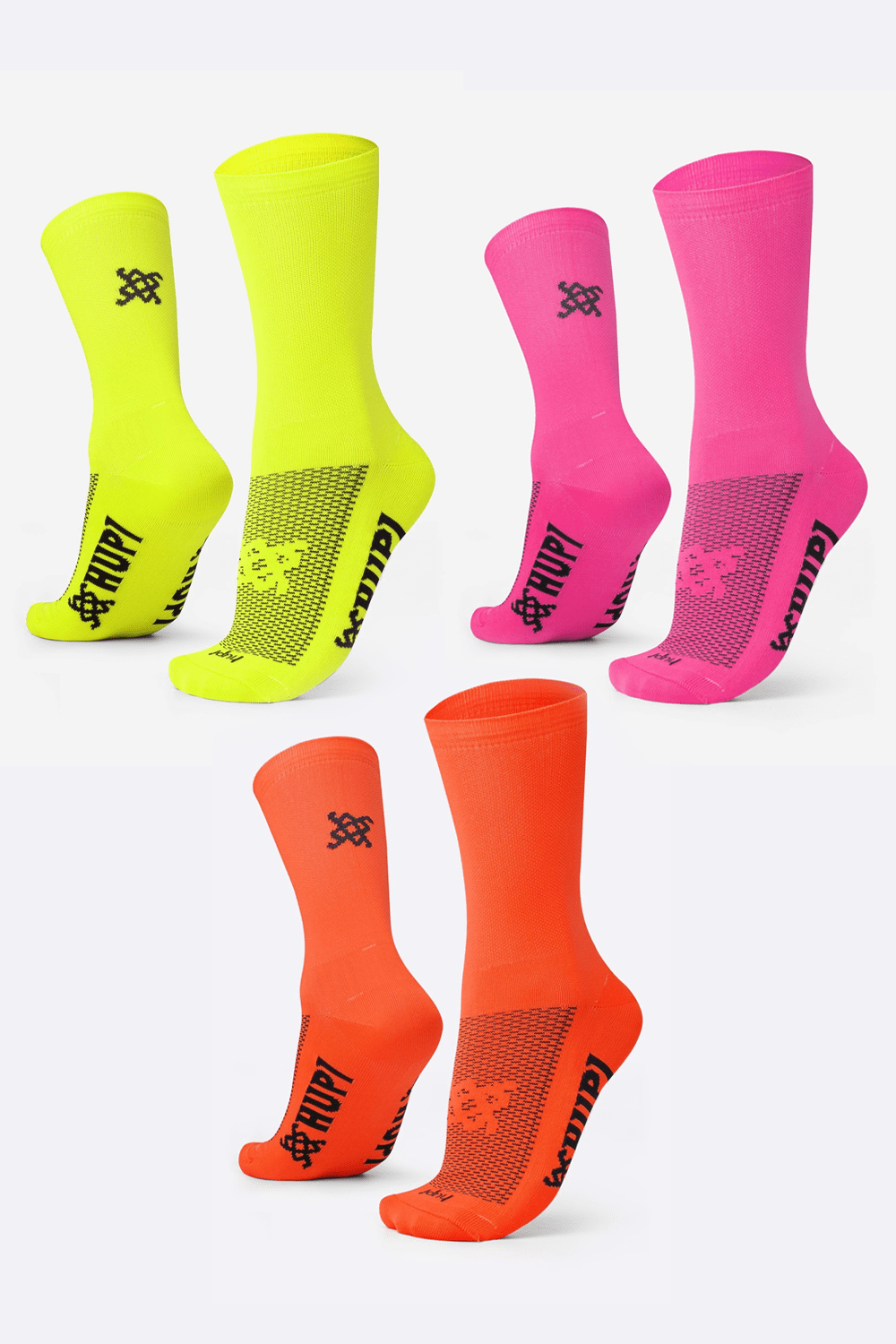 Kit 03 Pares Meia para Corrida HUPI Lisas Coloridas