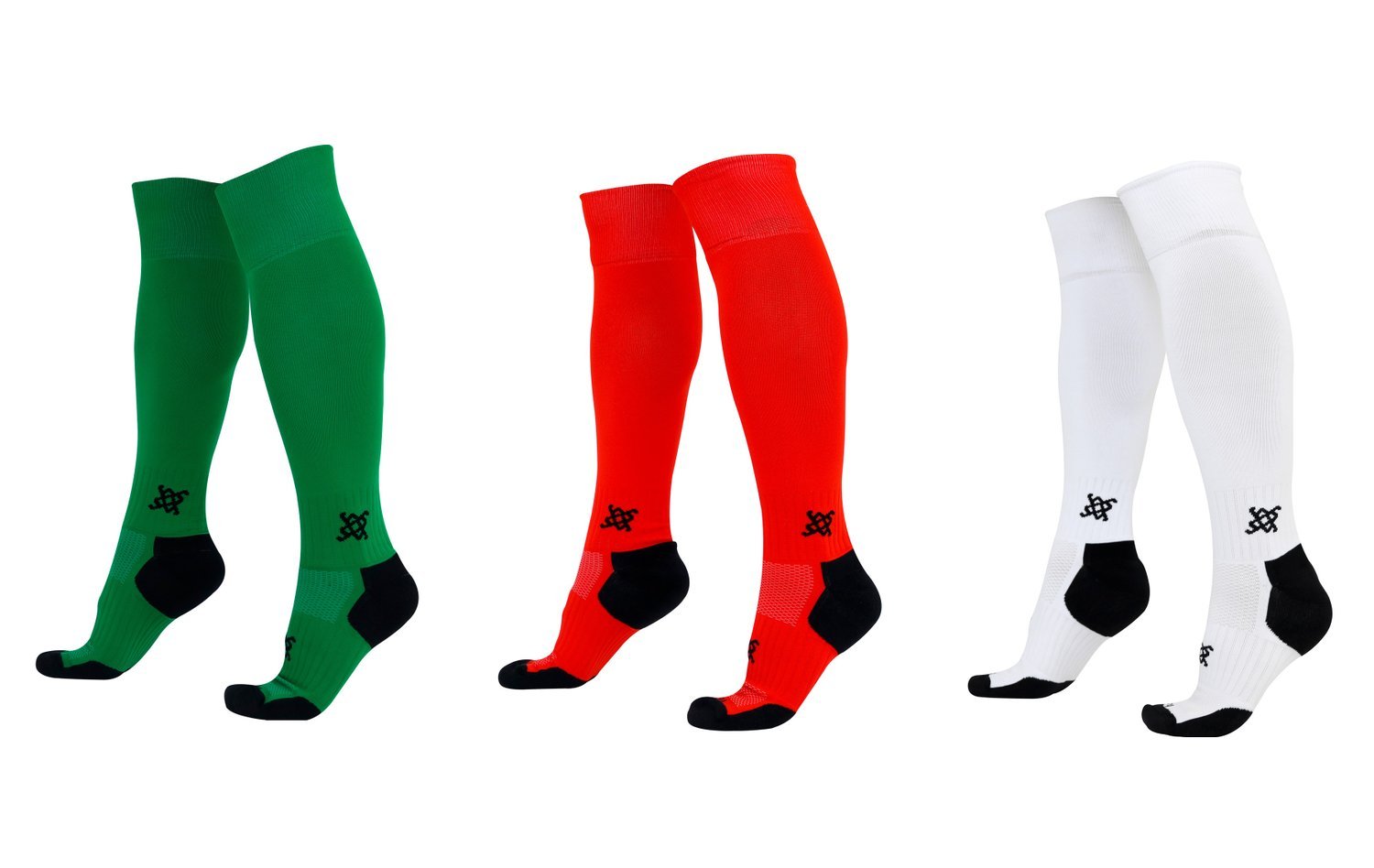 Kit 3 Pares Meião de Futebol HUPI Classic Dry Verde Vermelho e Branco Kit 3 Pares Meião de Futebol HUPI Classic Dry Verde Vermelho e Branco