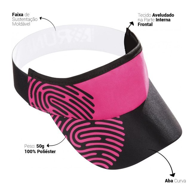 Kit Corrida Viseira e Bandana - Biometria Rosa Kit Corrida Viseira e Bandana - Biometria Rosa