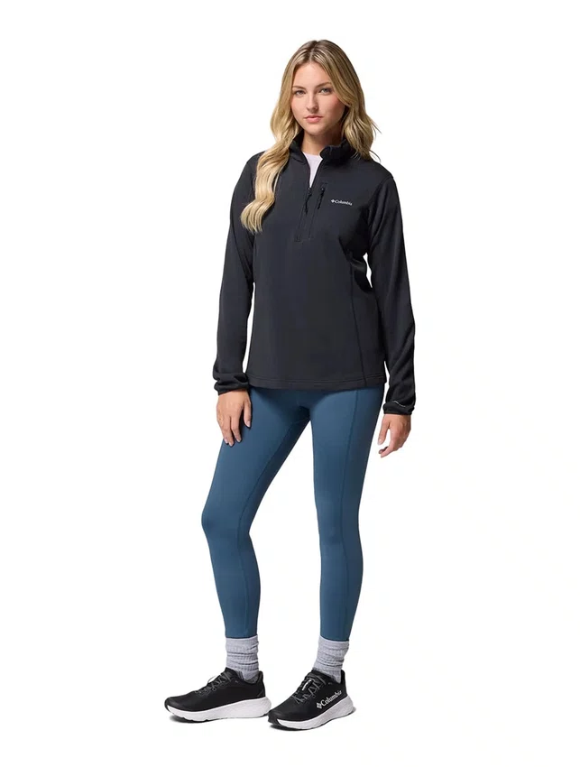 Blusa Fleece Columbia Feminina Essential Hike Grid Half Zip Preta