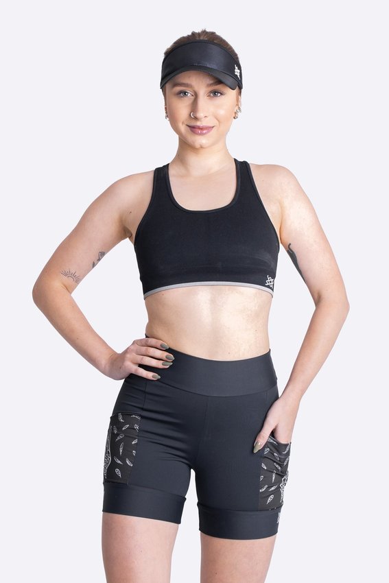 Bermuda de Compressao Feminina Hupi Run Curta Asas