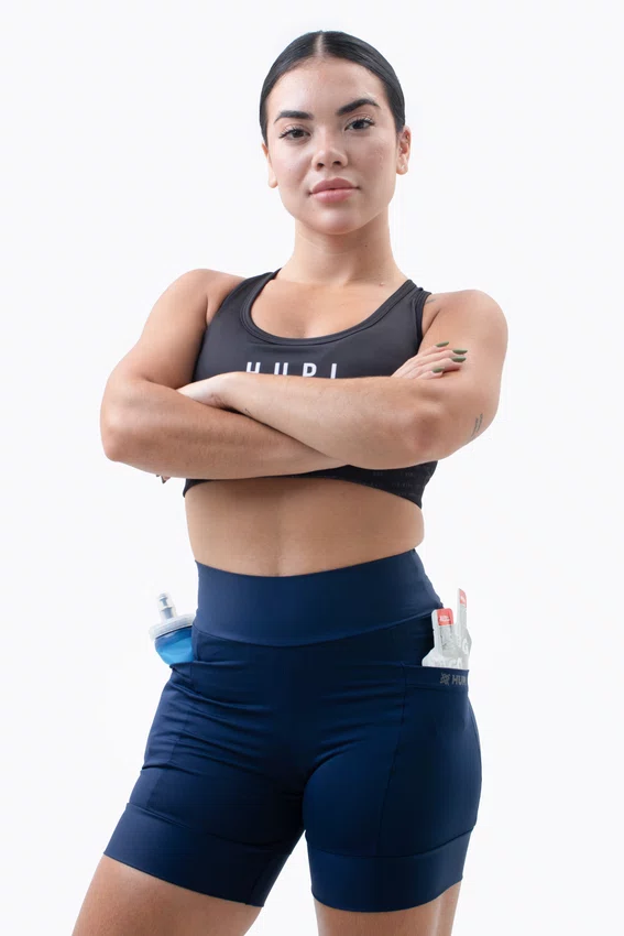 Bermuda de Compressão Feminina HUPI Run Curta Azul Marinho