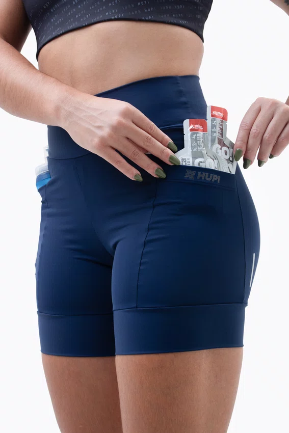 Bermuda de Compressão Feminina HUPI Run Curta Azul Marinho
