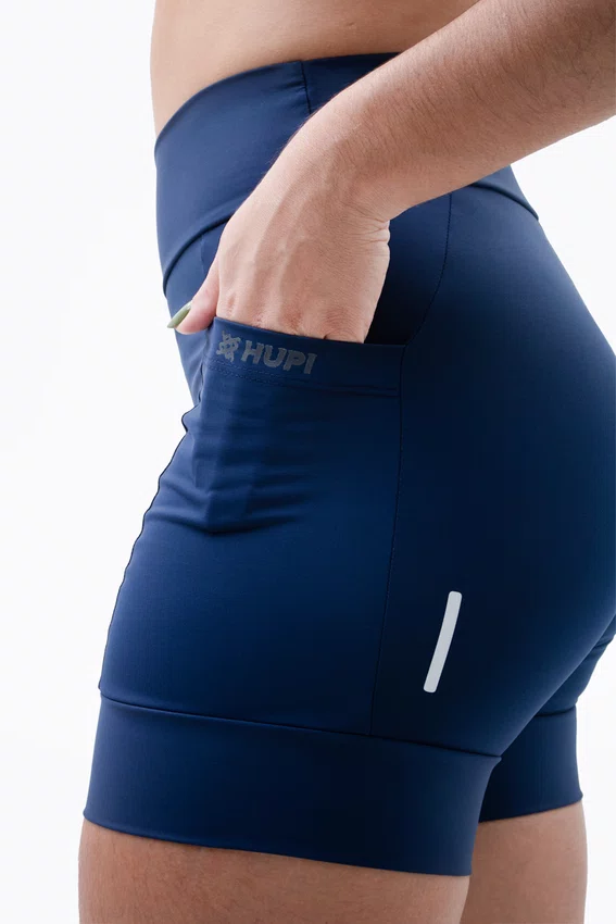Bermuda de Compressão Feminina HUPI Run Curta Azul Marinho