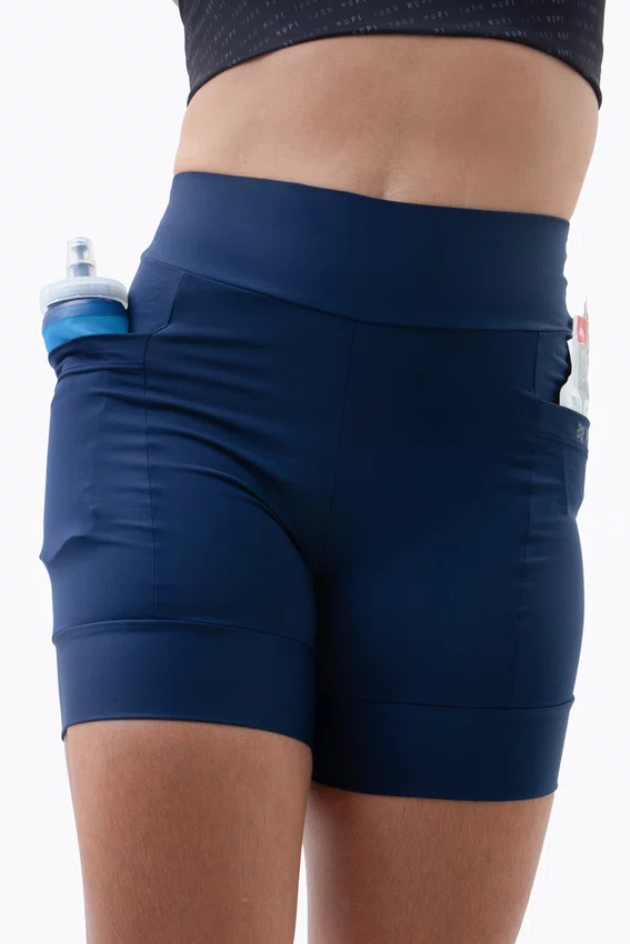 Bermuda de Compressão Feminina HUPI Run Curta Azul Marinho