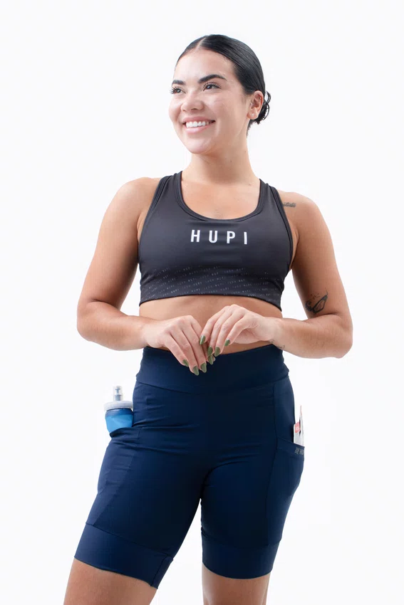 Bermuda de Compressão Feminina HUPI Run Longa Azul Marinho