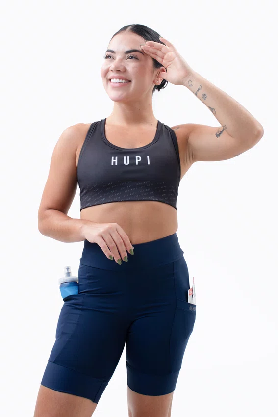 Bermuda de Compressão Feminina HUPI Run Longa Azul Marinho