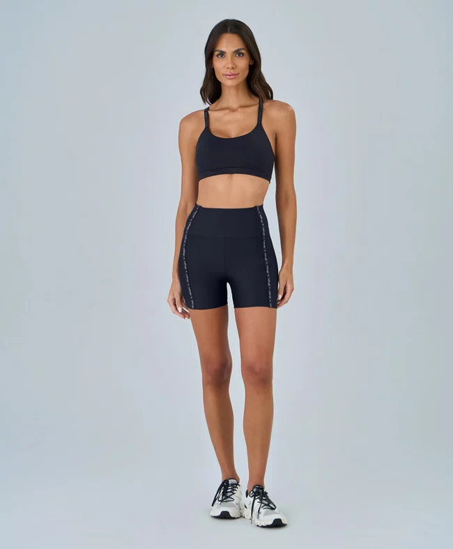 Bermuda Elástico Personalizado Alto Giro Feminina Azul