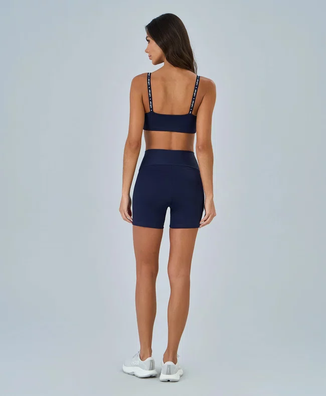 Bermuda Elástico Personalizado Alto Giro Feminina Azul