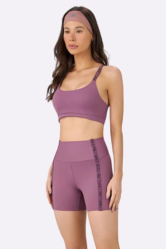 Bermuda Alto Giro Elástico Personalizado Feminina Roxo Malva