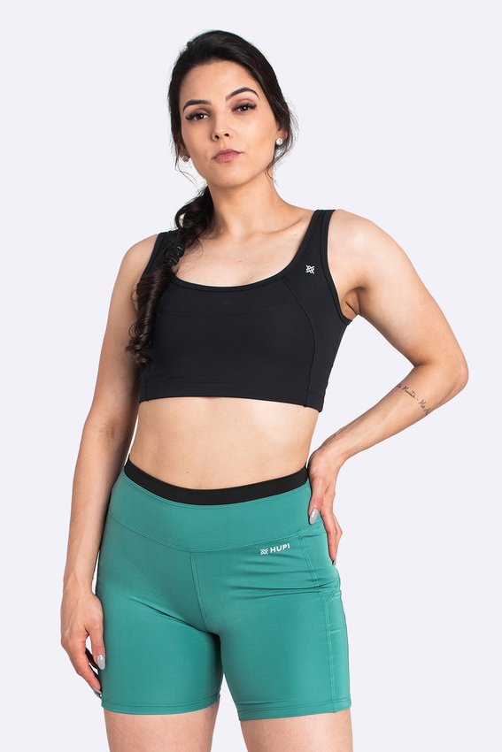 Bermuda Fitness Energi Feminina - Verde/Preto