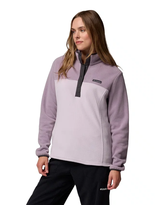 Jaqueta Fleece Columbia Feminina Benton Springs 1/2 Snap Pull Over II Lilás