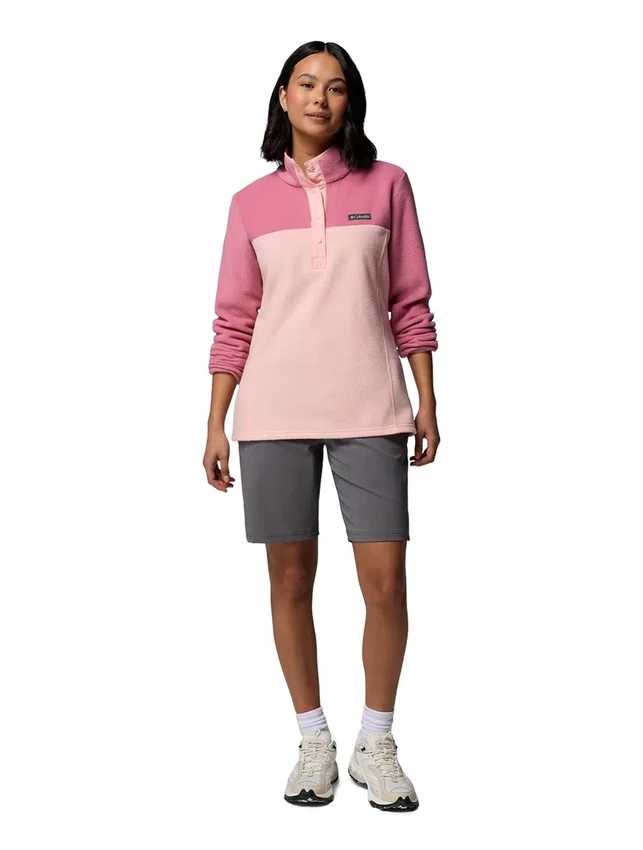 Blusa Fleece Columbia Feminina Benton Springs 1/2 Snap Pull Over II Rosa