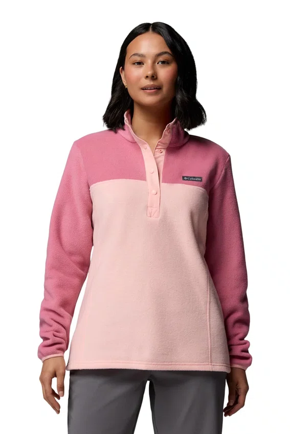 Blusa Fleece Columbia Feminina Benton Springs 1/2 Snap Pull Over II Rosa