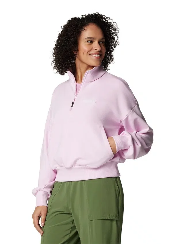Moletom Feminino Canyon Quarter Zip Rosa Chiclete
