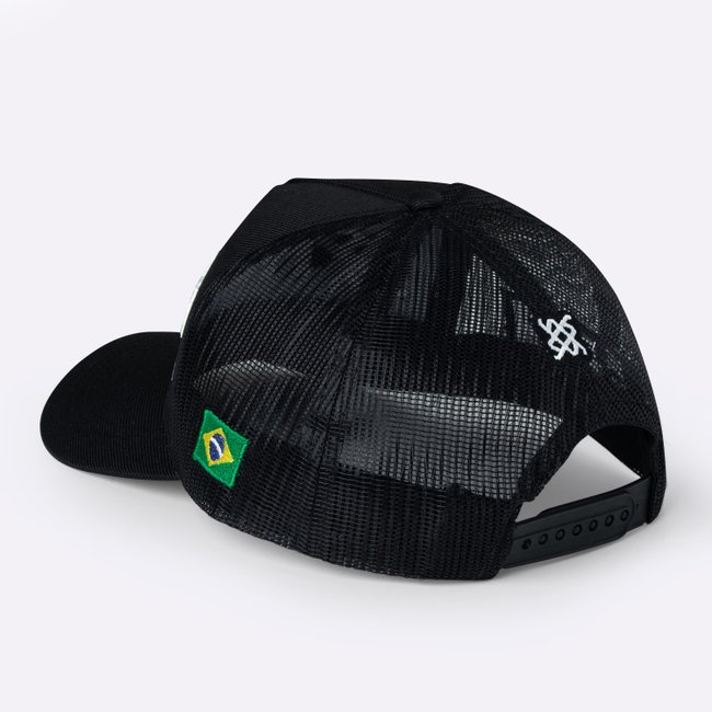 Boné HUPI Racing Preto/Branco Bordado