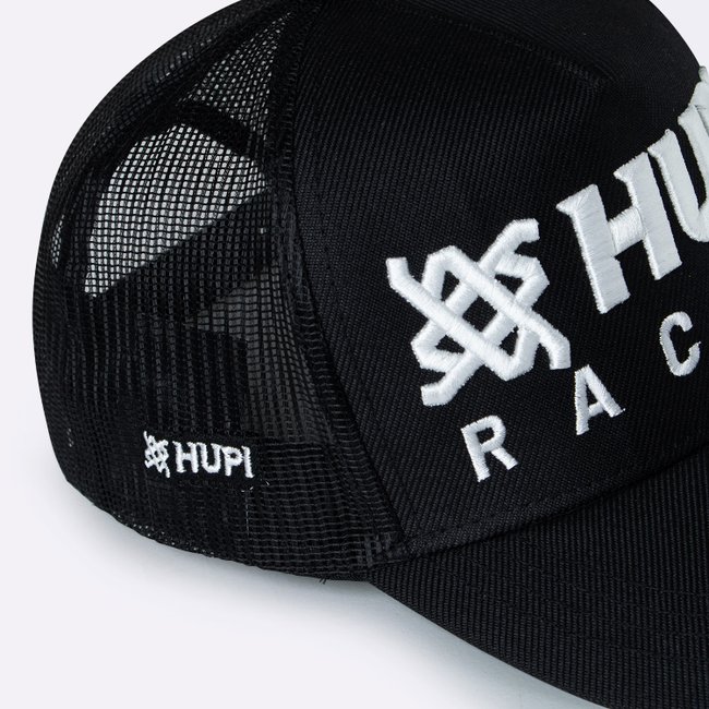 Boné HUPI Racing Preto/Branco Bordado