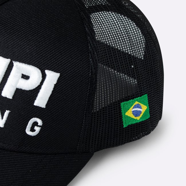 Boné HUPI Racing Preto/Branco Bordado