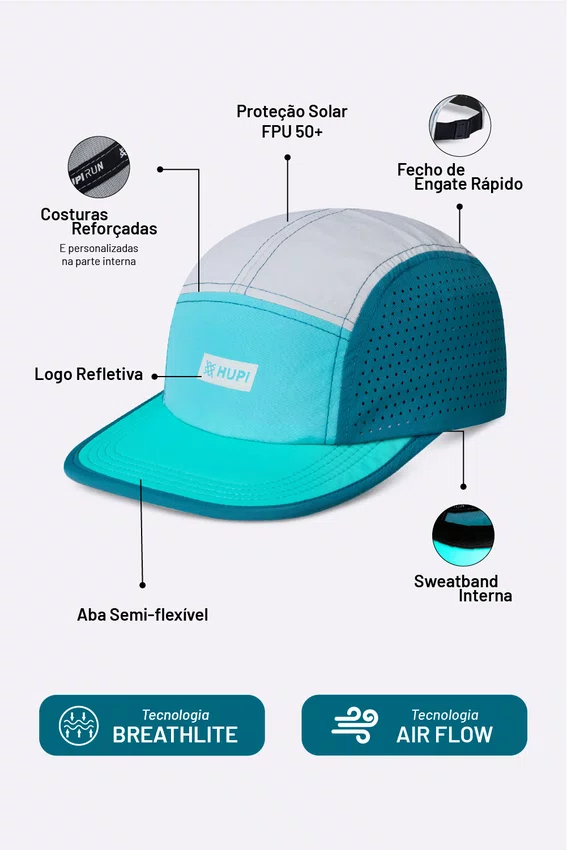 Boné HUPI Run Supreme Air Turquesa