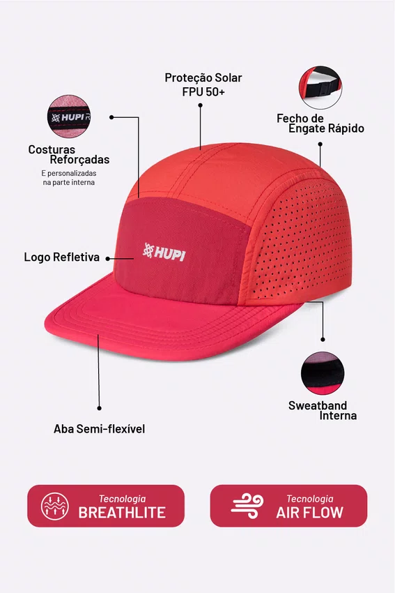 Boné HUPI Run Supreme Air Vermelho