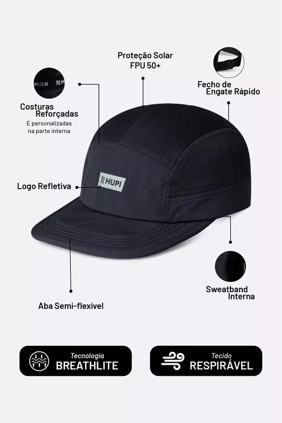 Boné HUPI Run Supreme Preto