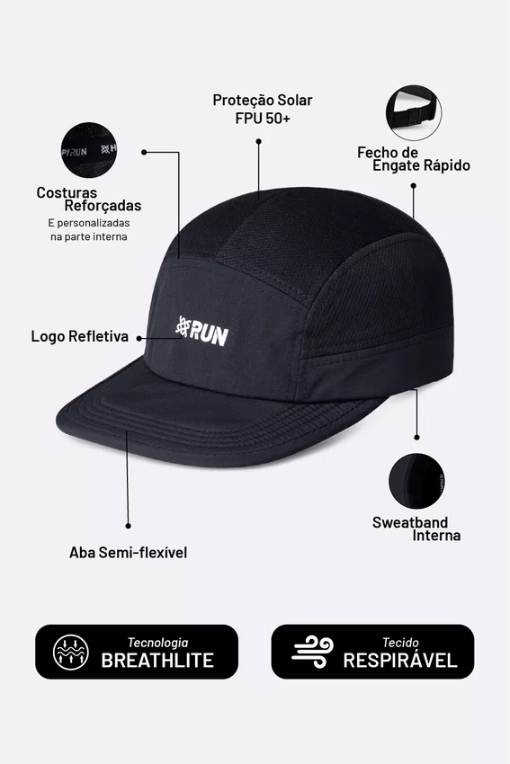 Boné HUPI Run Supreme Preto Run