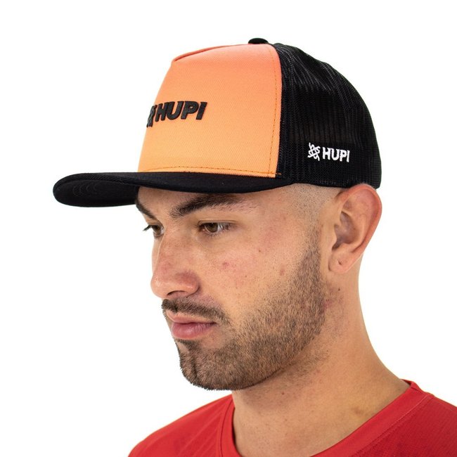 Boné HUPI Trucker Preto e Laranja
