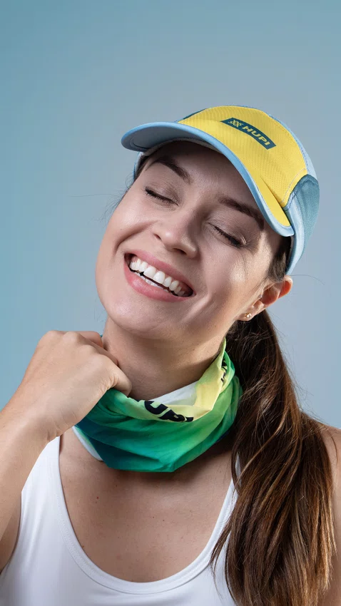 Boné para Corrida HUPI Run Azul/Amarelo