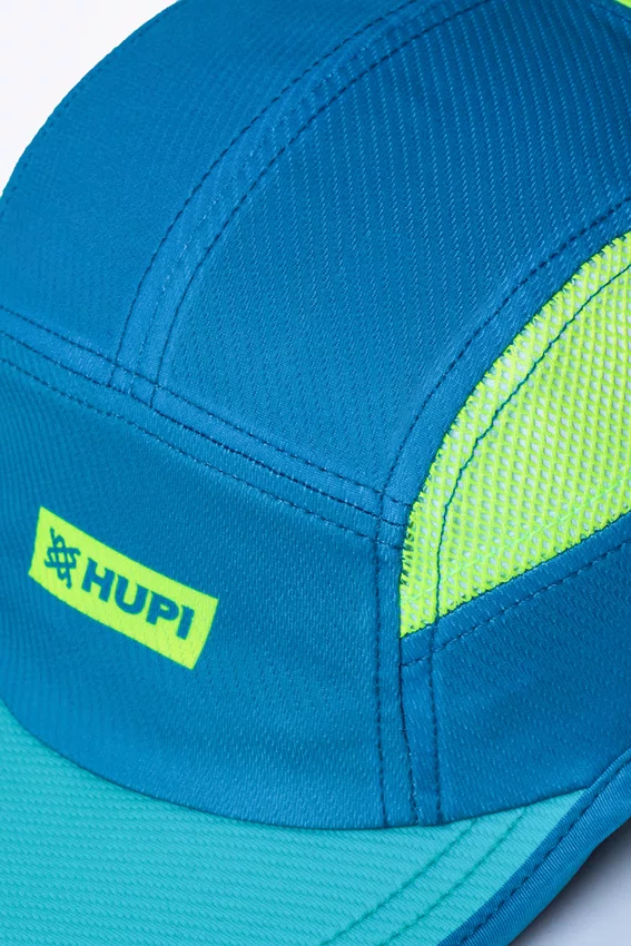 Boné Para Corrida HUPI Run Fast Air Azul e Verde