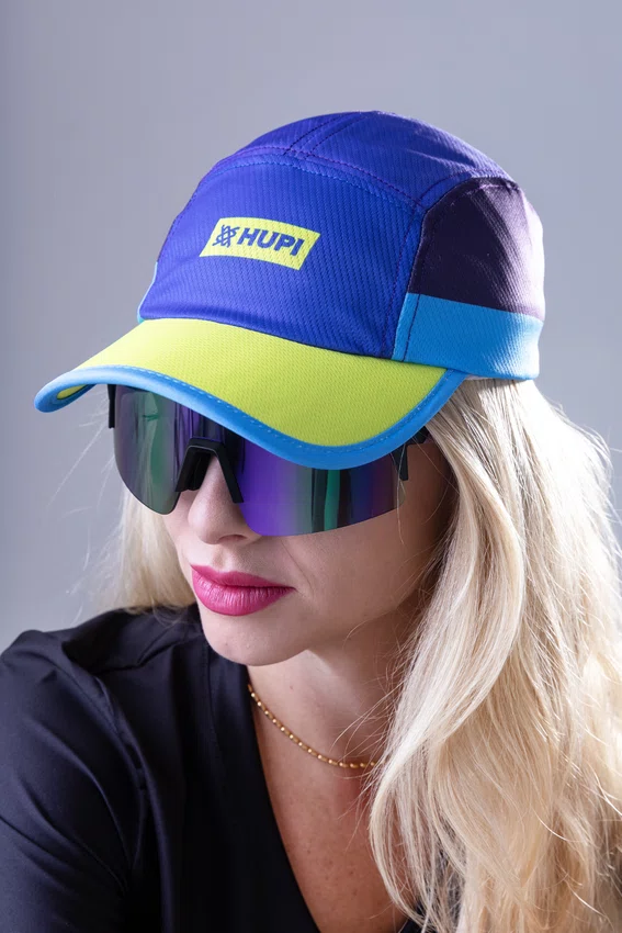 Boné para Corrida HUPI Run Fast Azul e Amarelo