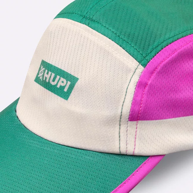 Boné para Corrida HUPI Run Verde/Rosa