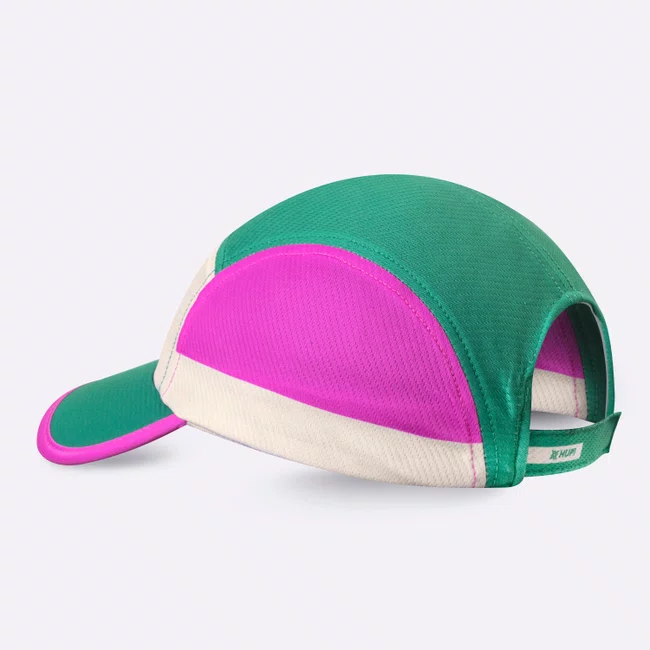 Boné para Corrida HUPI Run Verde/Rosa