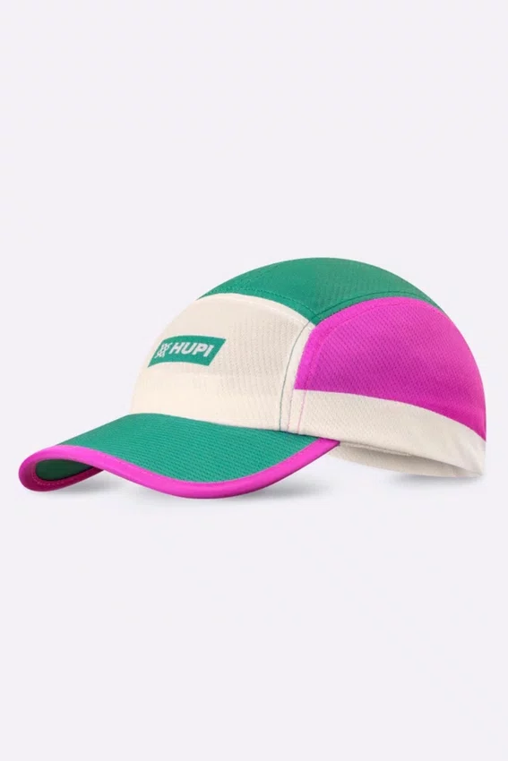 Boné para Corrida HUPI Run Verde/Rosa