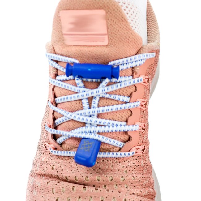 Cadarço Elástico HUPI LACES Branco Risca Azul