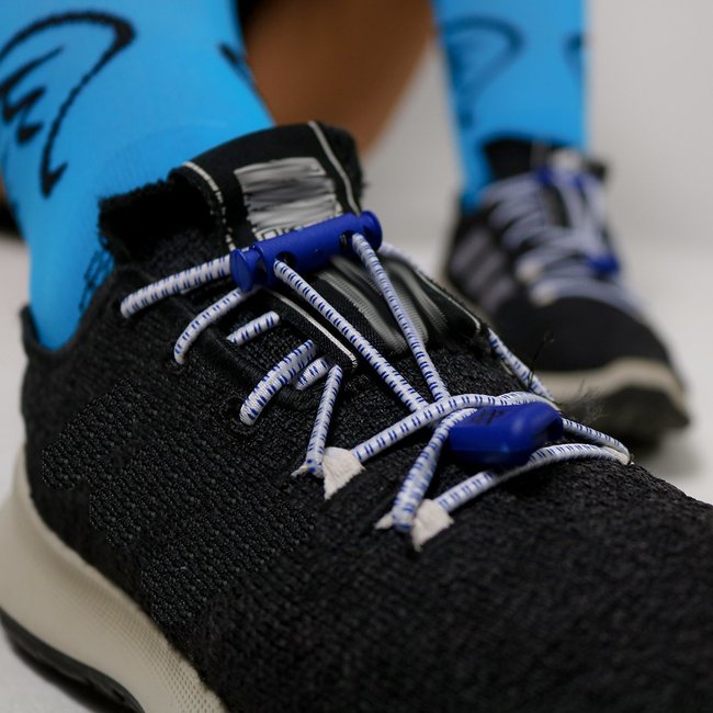 Cadarço Elástico HUPI LACES Branco Risca Azul