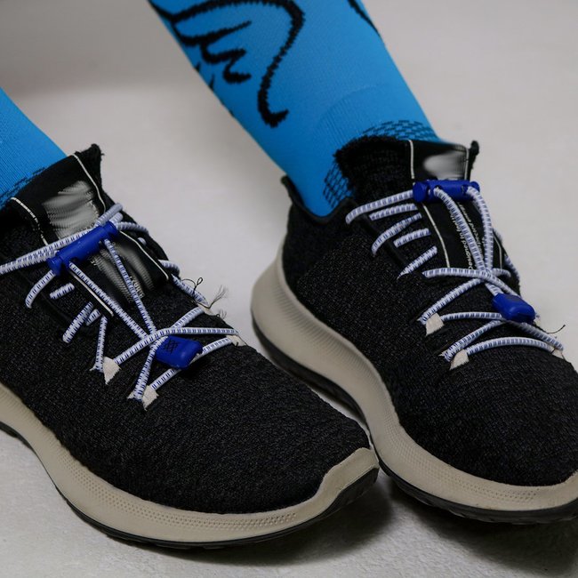 Cadarço Elástico HUPI LACES Branco Risca Azul