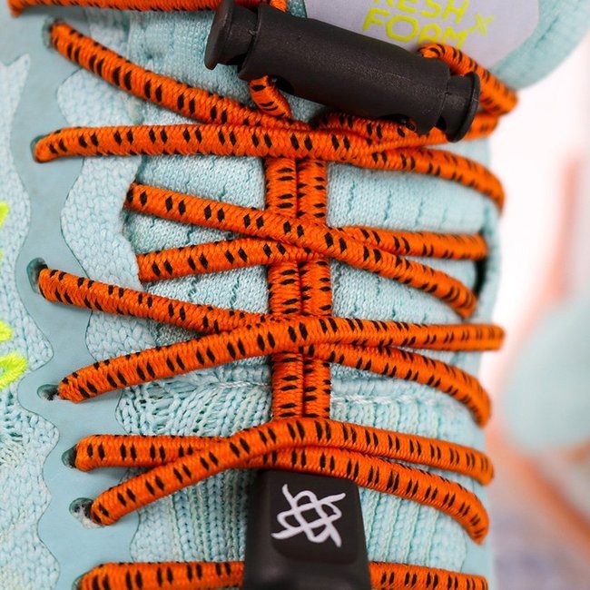 Cadarço Elástico HUPI LACES Laranja Risca Preta