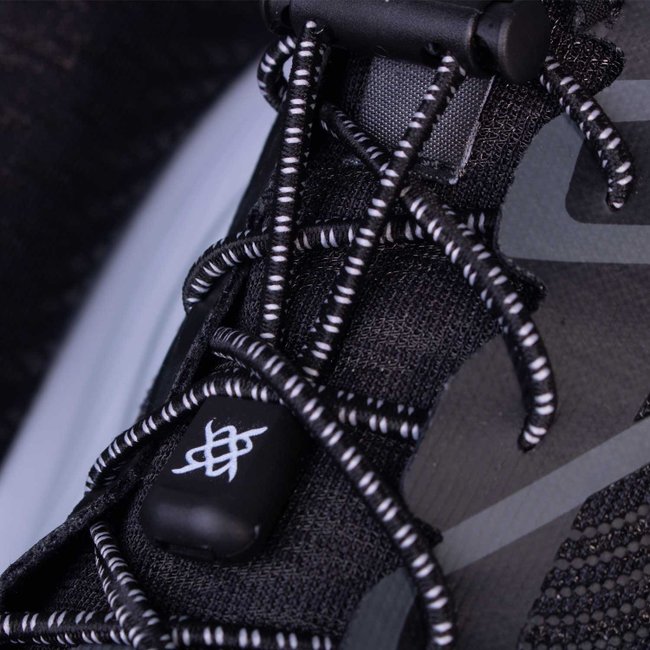 Cadarço Elástico HUPI Laces Preto com Duas Riscas Cinza