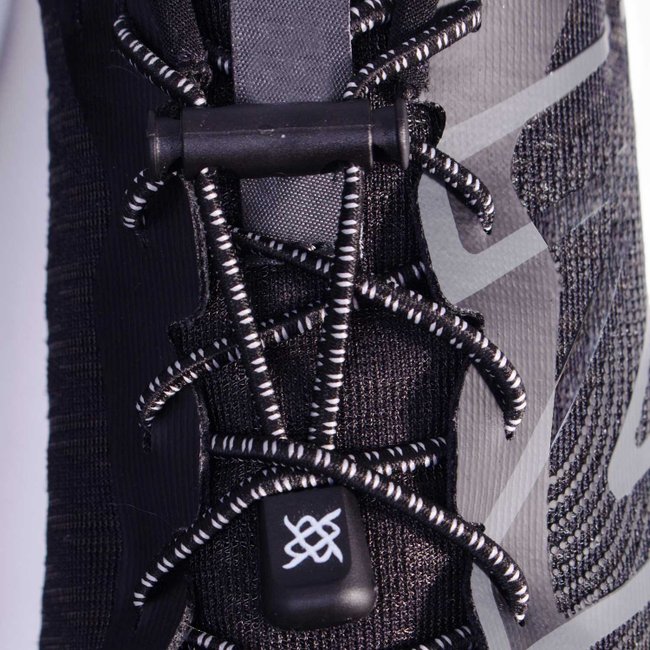 Cadarço Elástico HUPI Laces Preto com Duas Riscas Cinza