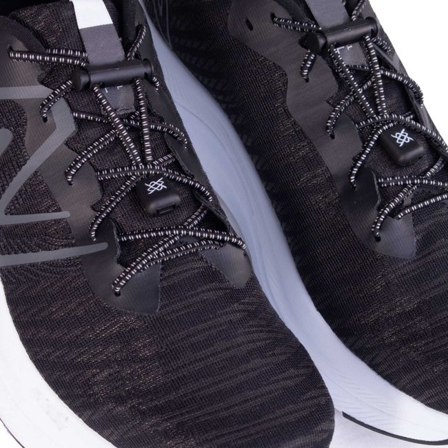 Cadarço Elástico HUPI Laces Preto com Duas Riscas Cinza