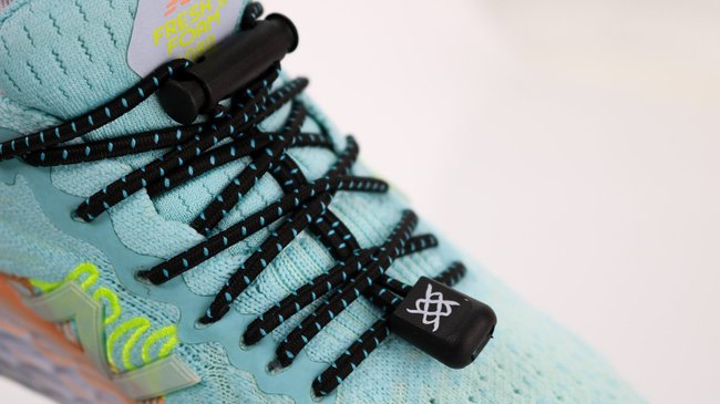 Cadarço Elástico HUPI LACES Preto Risca Azul