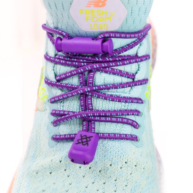 Cadarço Elástico HUPI LACES Roxo Risca Azul